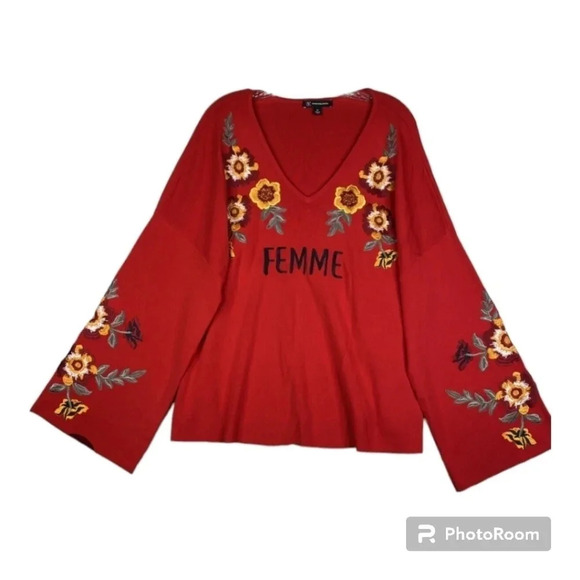 INTERNATIONAL CONCEPTS INC Red FEMME ♥ Embroidered Romantic 1X - Picture 2 of 3